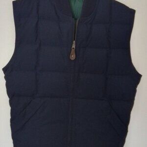Vintage Eddie Bauer men's reversible down vest, navy/green, Size small